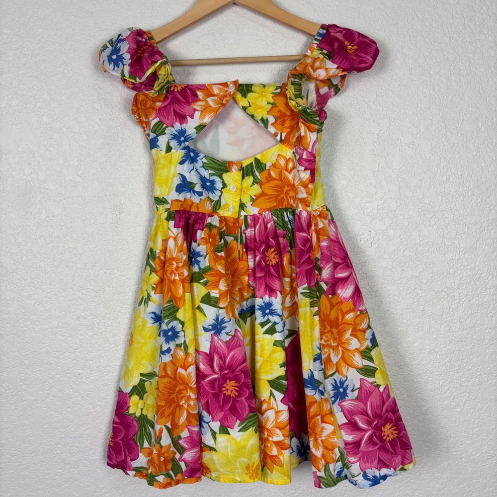 Janie And Jack Girls Dress SZ 10 Bright Floral Fit Flare Easter Spring Party - Picture 4 of 7